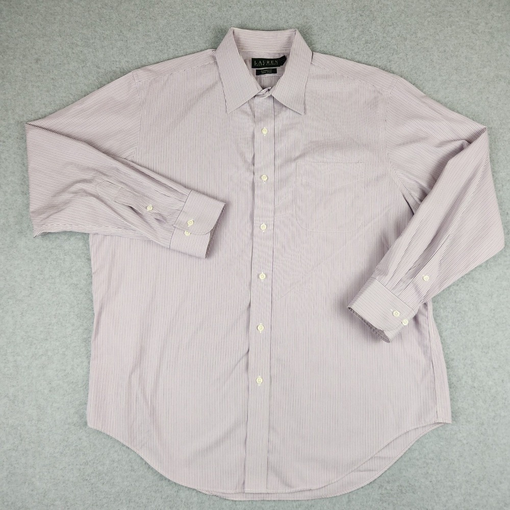 Lauren Ralph Lauren Mens Classic Fit Non Iron Striped Dress Shirt‎ Size 17 34/35